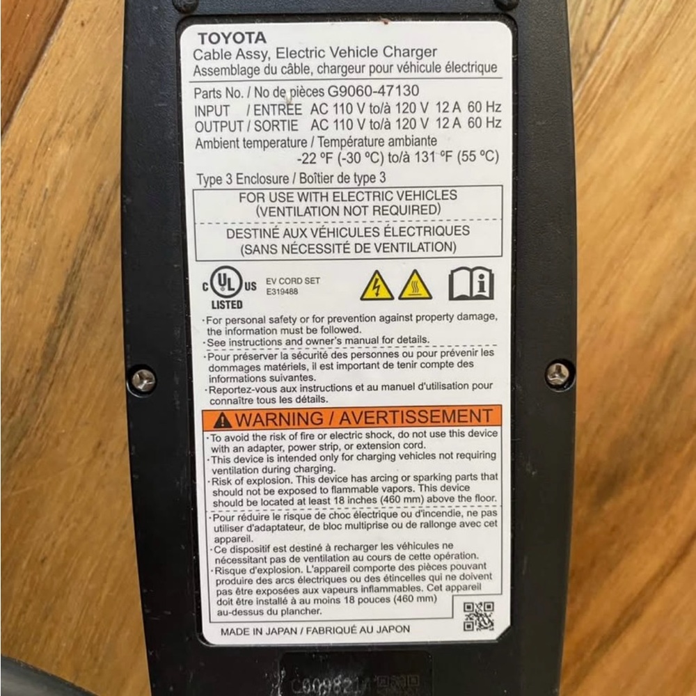 Toyota Electric Vehicle Charger - Black